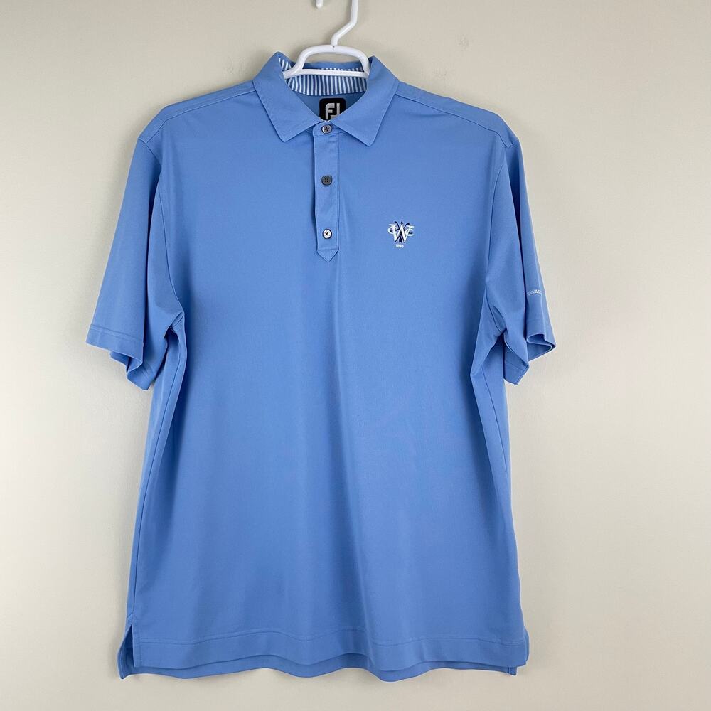FootJoy Men's Polo Shirt Sz XL Logo Wyantenuck CC Tennagoma Cup 2017 Blue